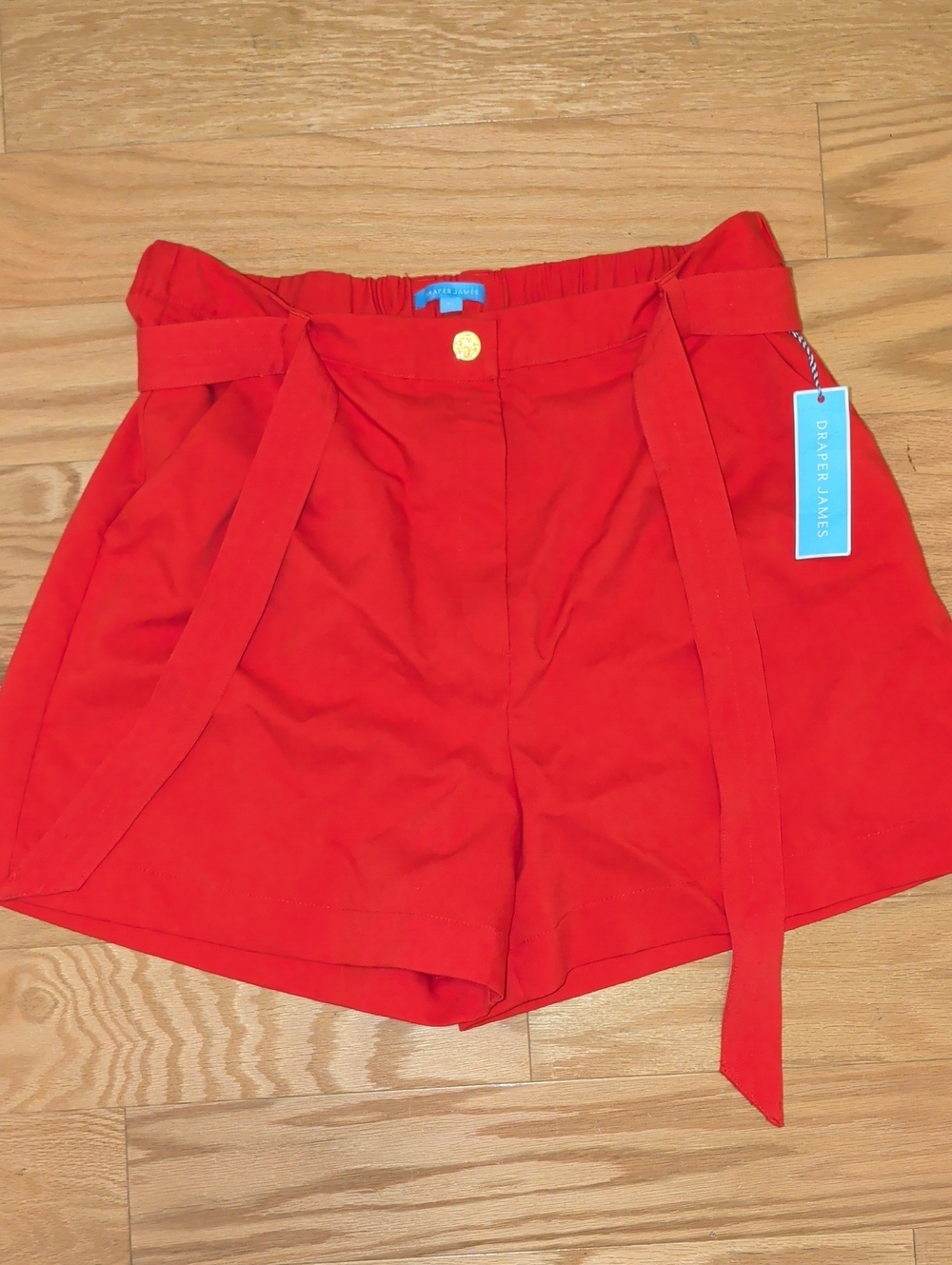Draper James High-Waist Red Tie-Belt Shorts